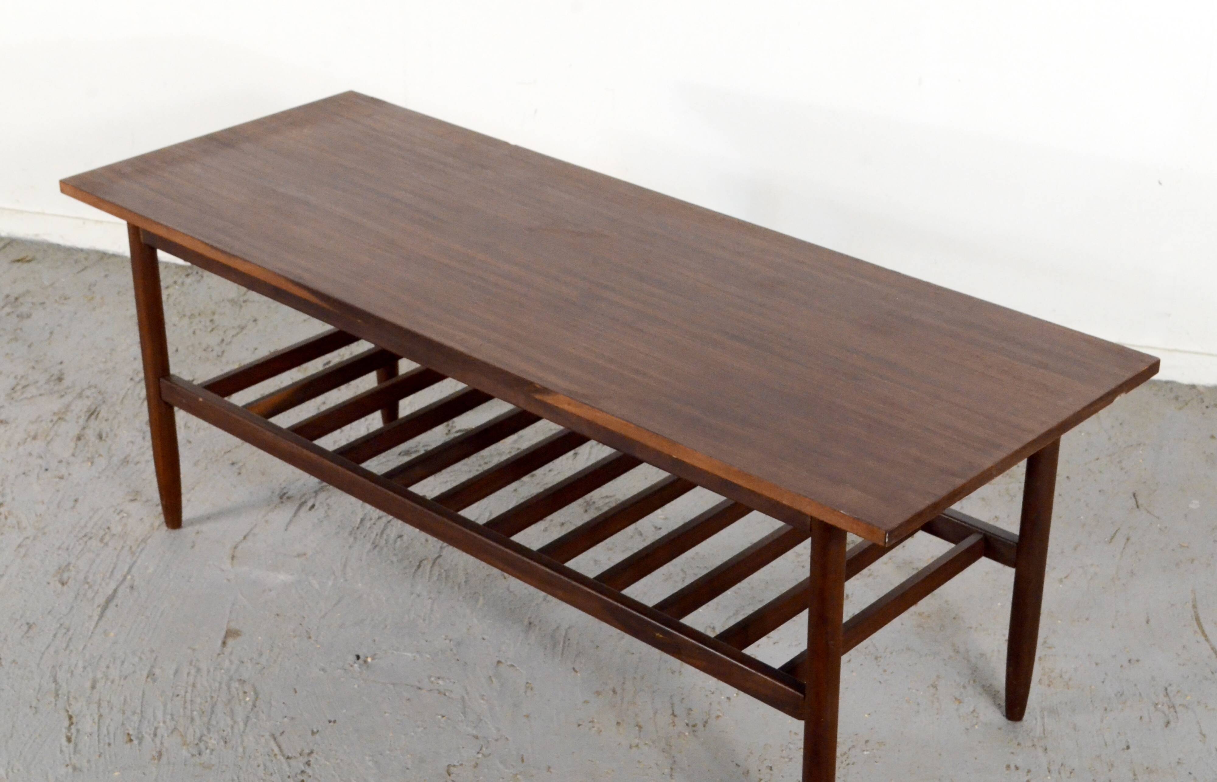 Vintage Midcentury Danish Two Tier Slatted Coffee Table In Afromosia.