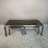 70s design brushed steel coffee table and nesting tables