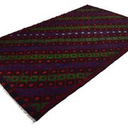 Turkish Kilim Yuruk Vintage 217x353 cm Geometric Green Blue Red