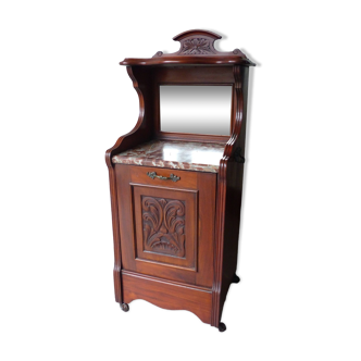 Bedside table, mahogany, marble top and mirror.