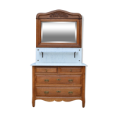 Commode coiffeuse Art Nouveau en chêne sculpté, France, circa 1910
