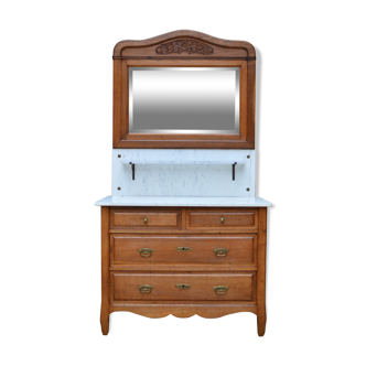 Art Nouveau dressing table dresser in carved oak, France, circa 1910