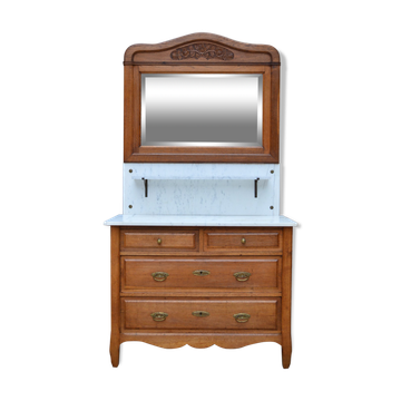 Commode coiffeuse Art Nouveau en chêne sculpté, France, circa 1910