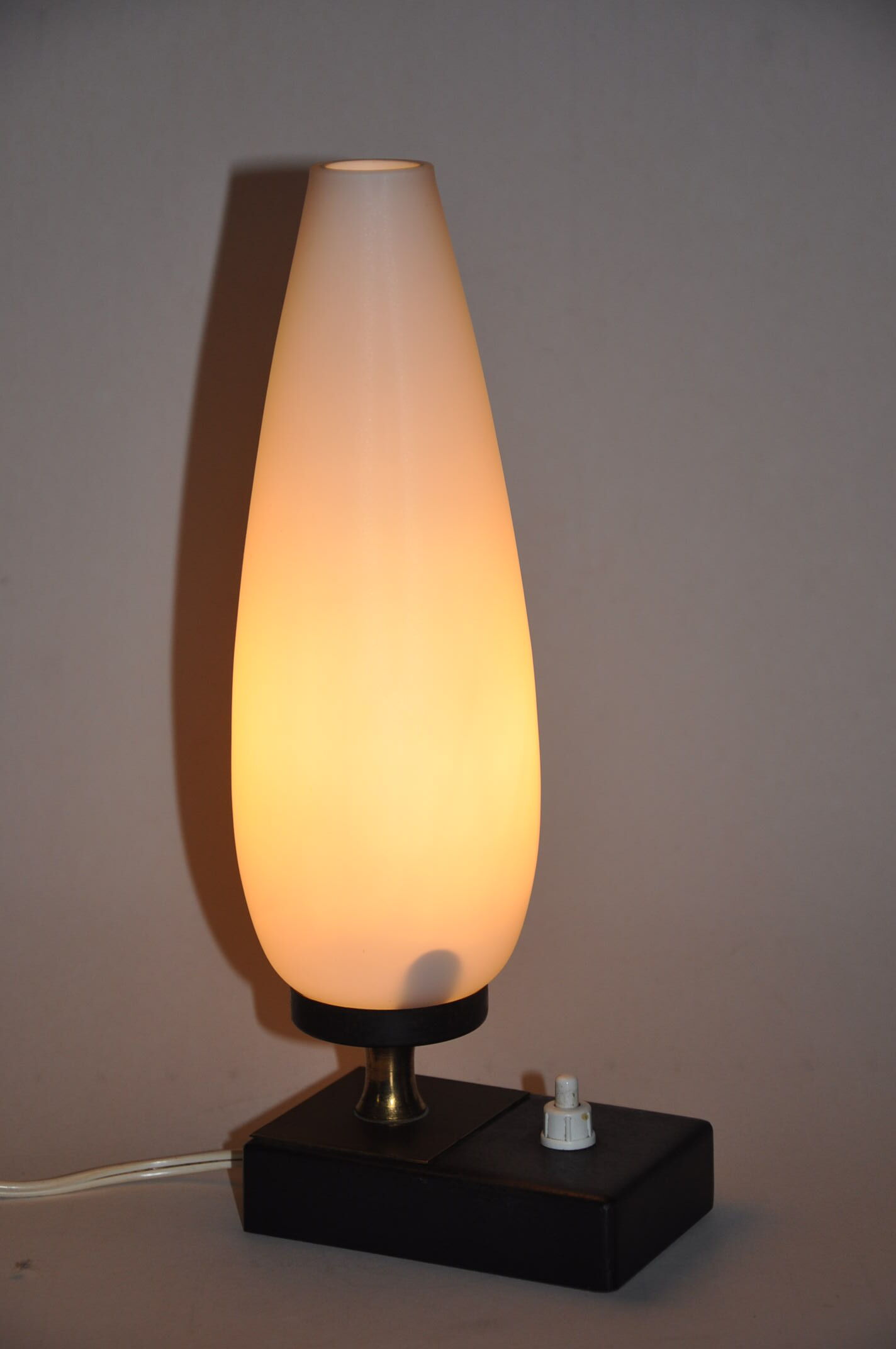 Opaline brass metal lamp 50s