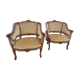 Paire de fauteuils corbeille louis XV en Noyer sculpté