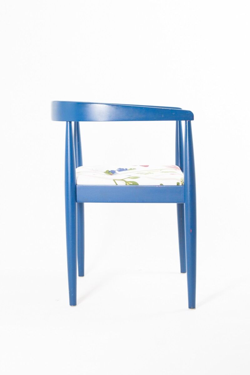 Vintage Flower Fabric & Blue Beech Armchair