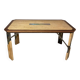 Bureau, table en bois, fer forgé et vitraux