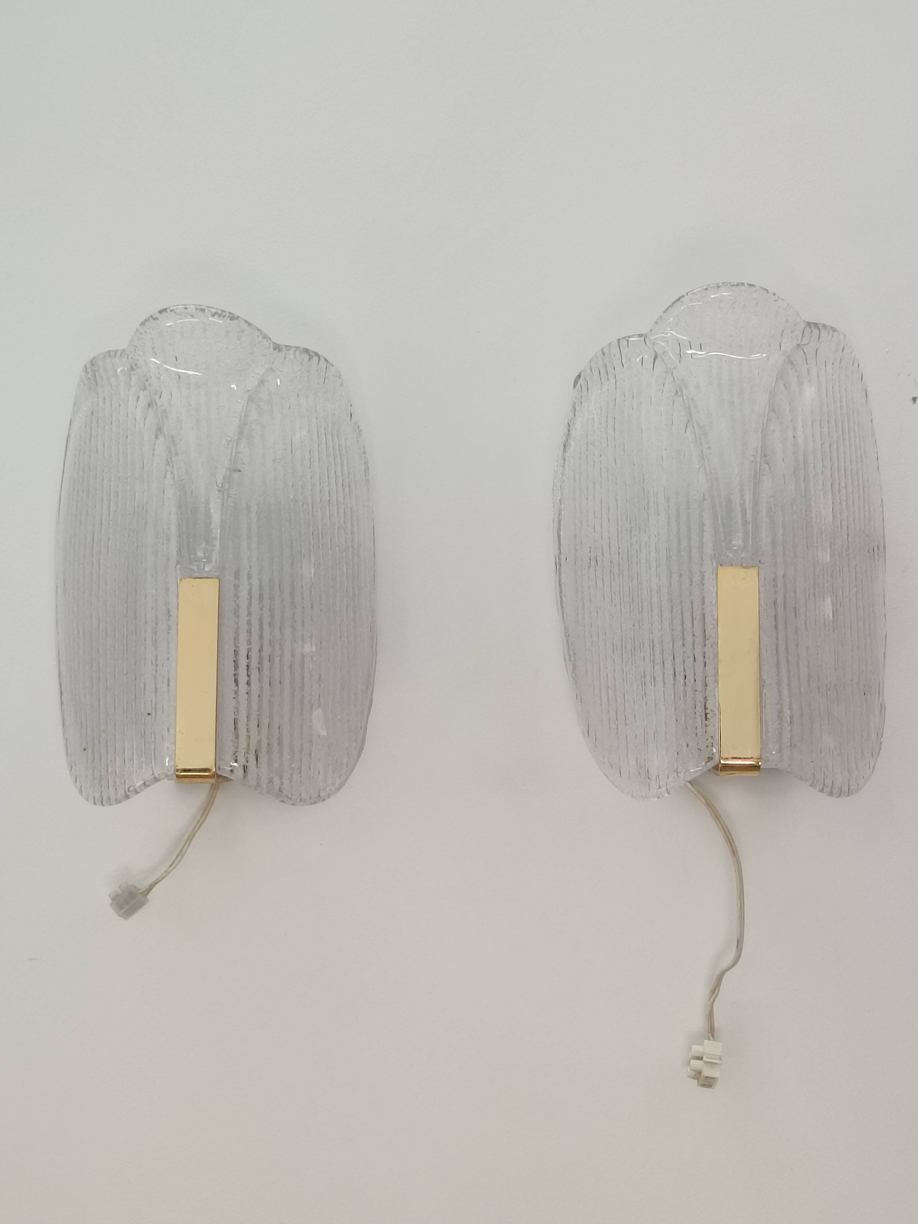 Wall lights by Carl Fagerlund for Orrefors 1970s