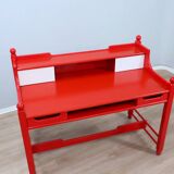 Vintage red lacquered writing desk Italian rustic design 1960s