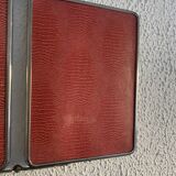 Vintage 1950s beveled barber triptych mirror in grenadine - 21 x 49 cm