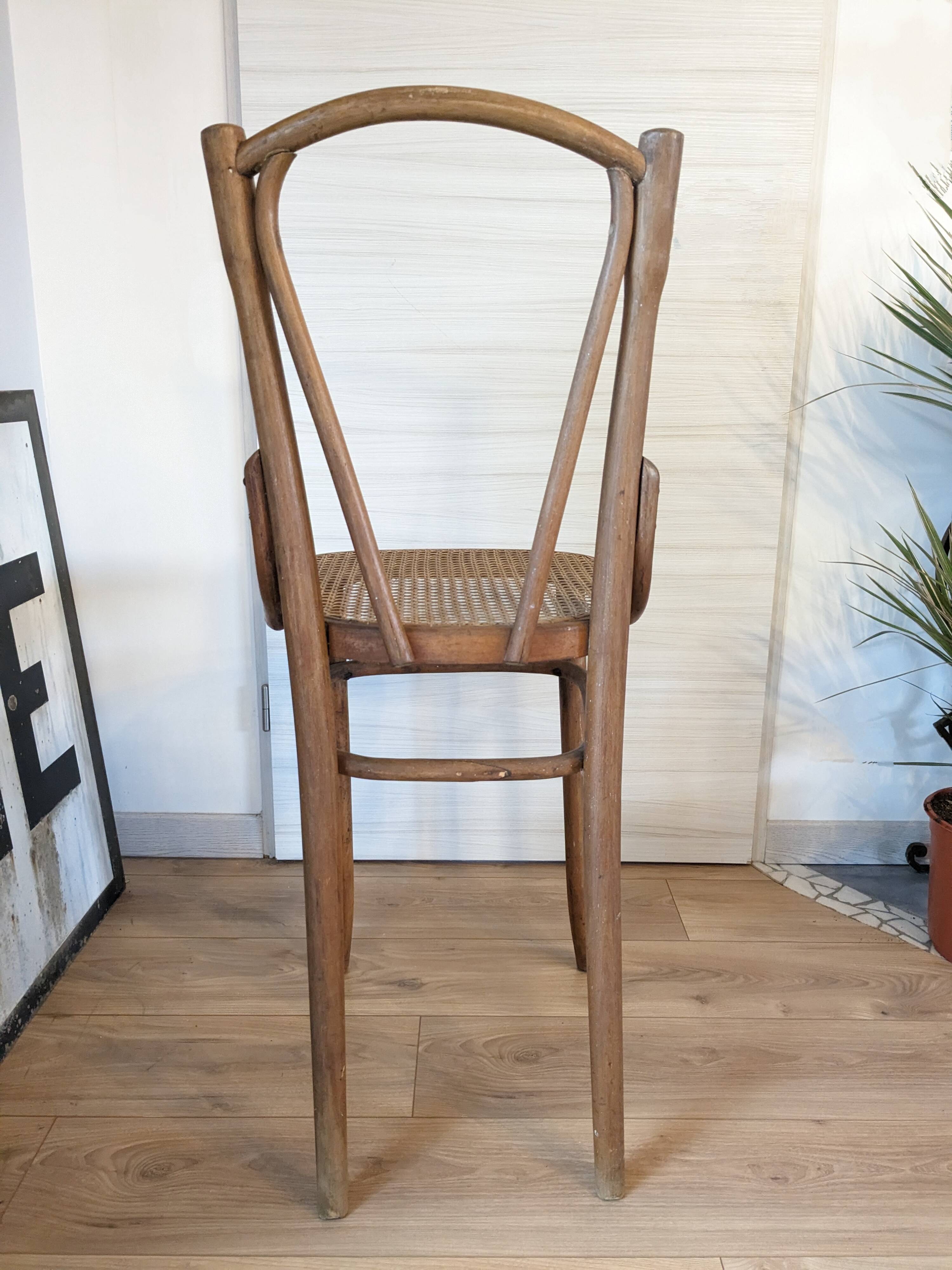 High cane bistro chair and curved wood