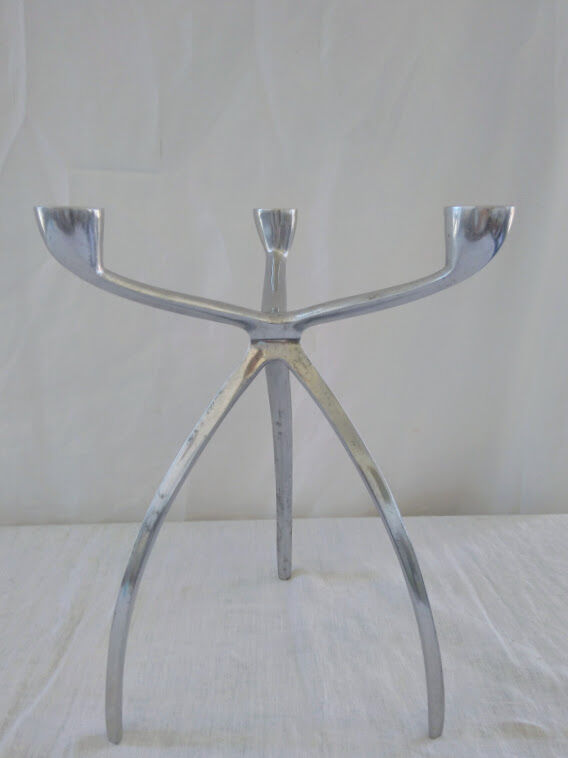 Chrome and blue seventies candlestick
