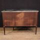 French Louis XVI style half-moon commode with marble top