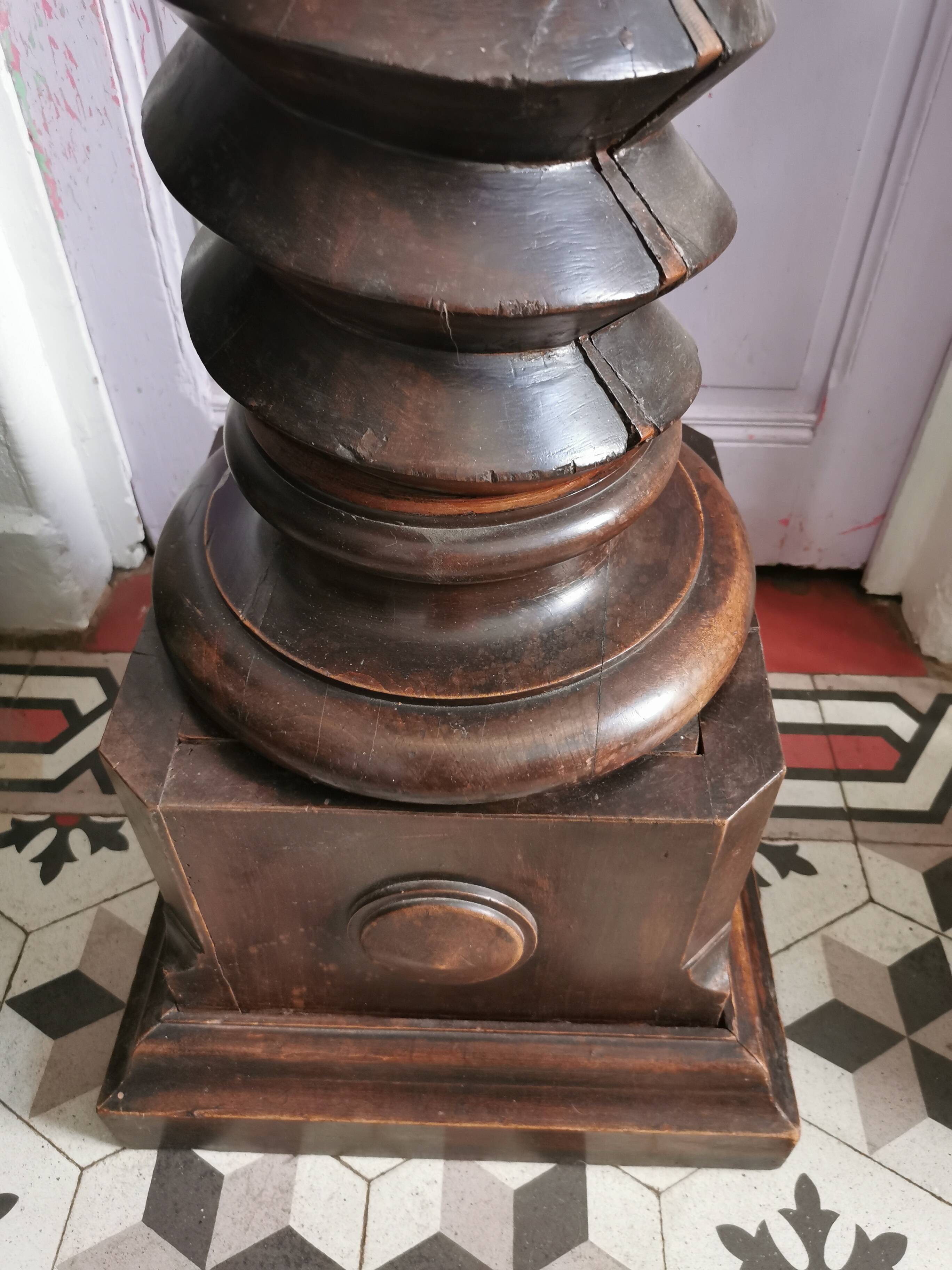 Old solid oak press screw