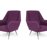 Pair armchairs with purple padding