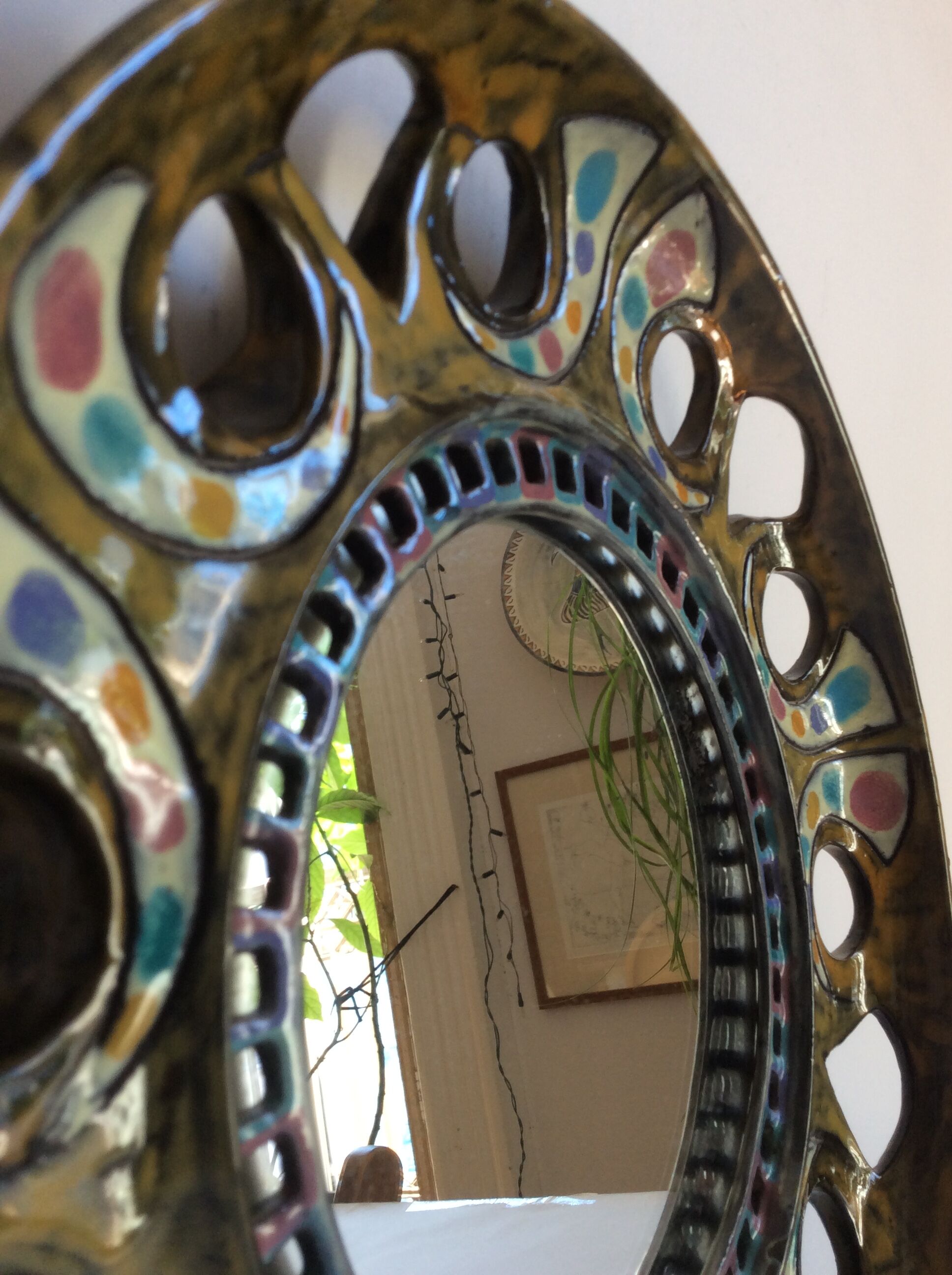 Ceramic mirror from the 1960s 32cm