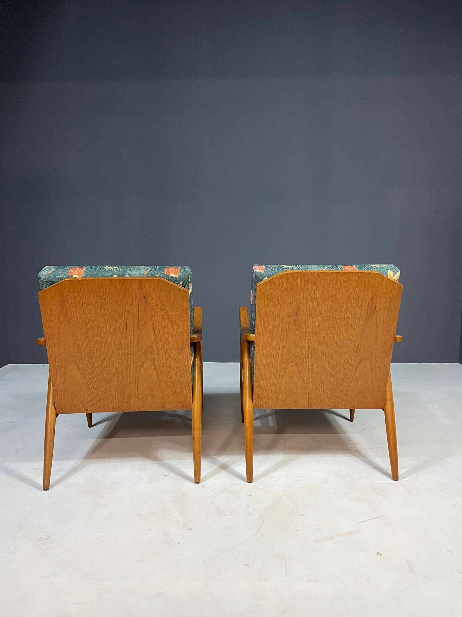 Pair of modern mid-century lounge chairs, Czechoslovakia, 1960s