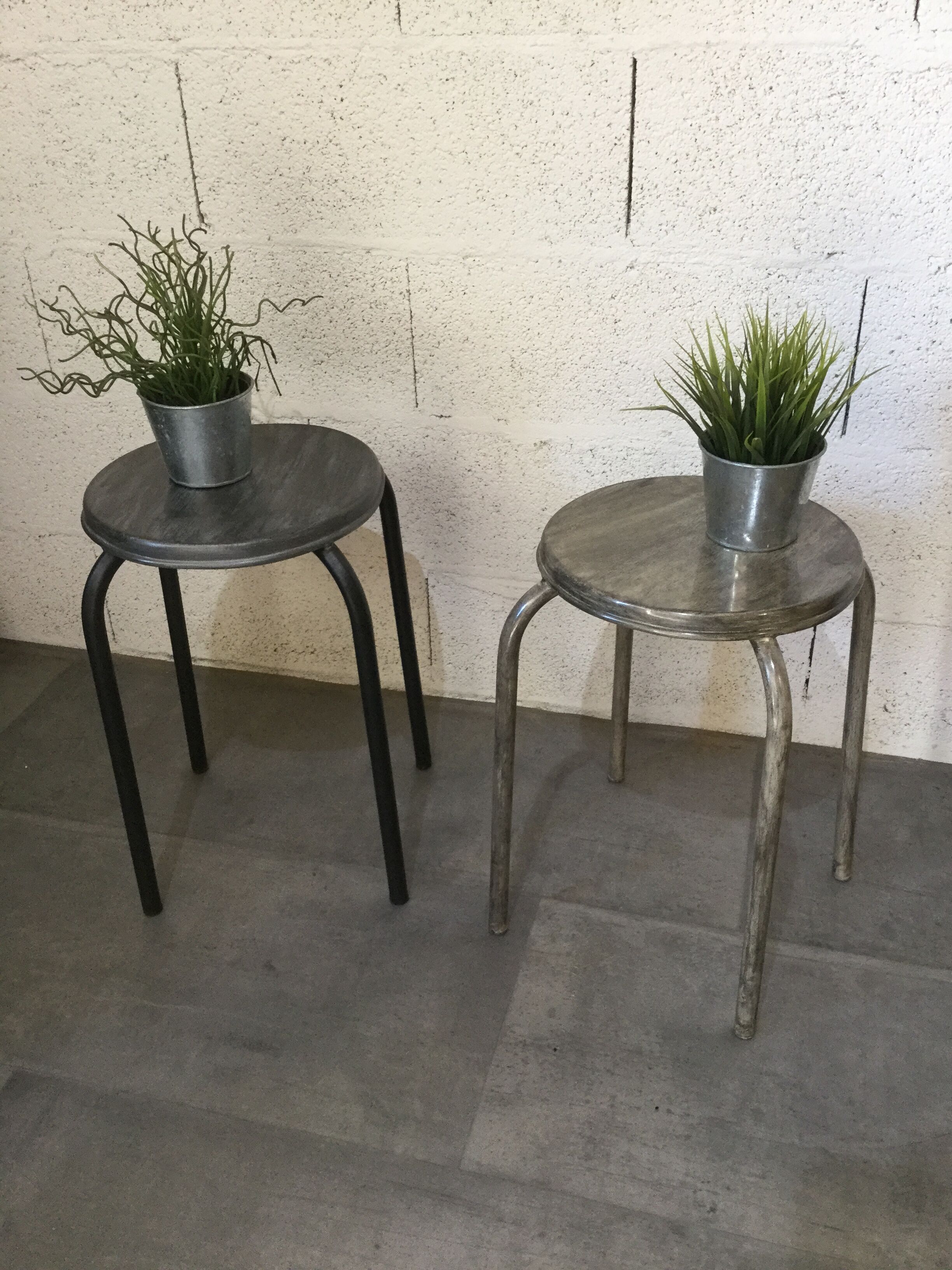 Pair of old workshop stools