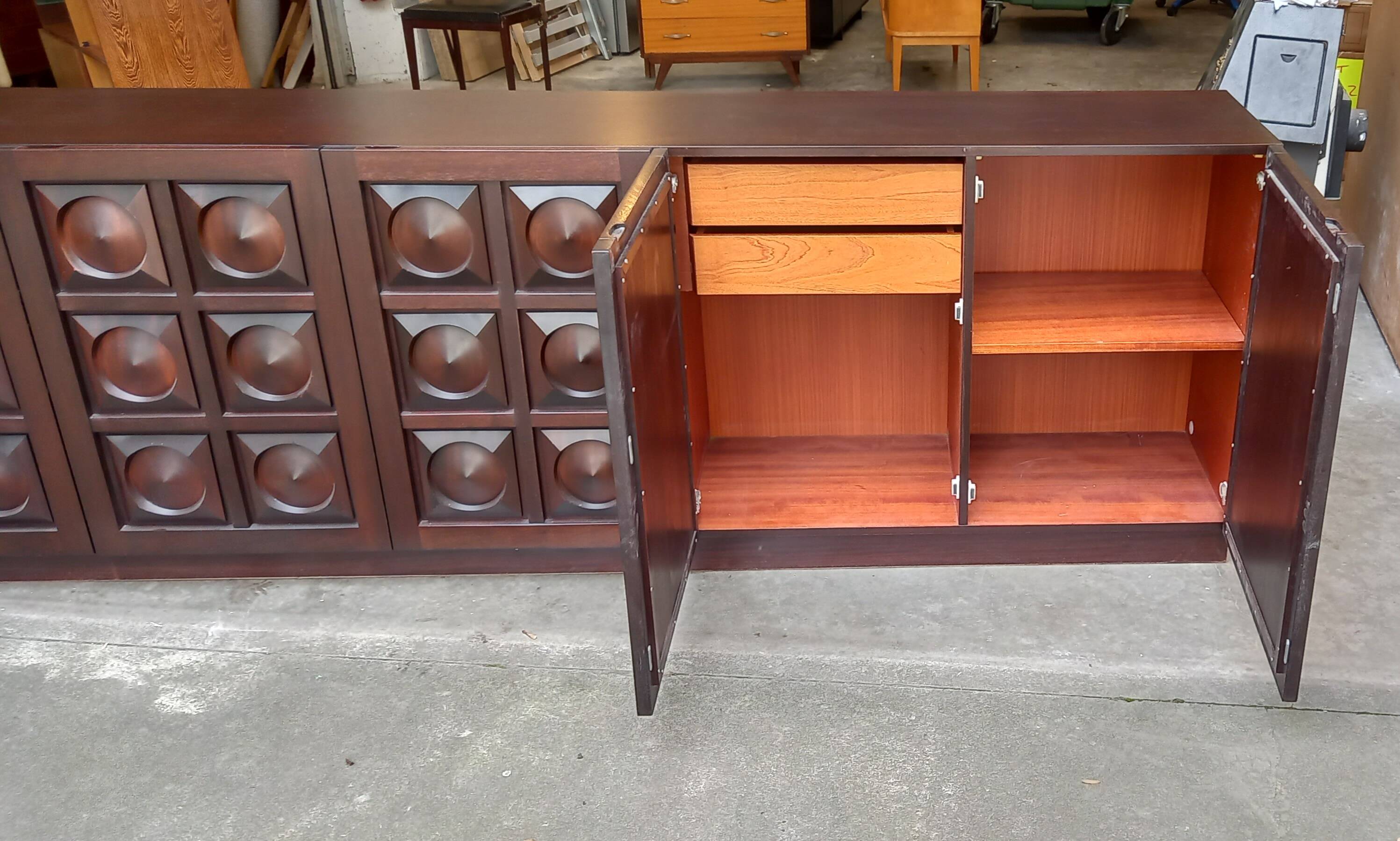 Vintage Brutalist Sideboard in Mahogany 1970s