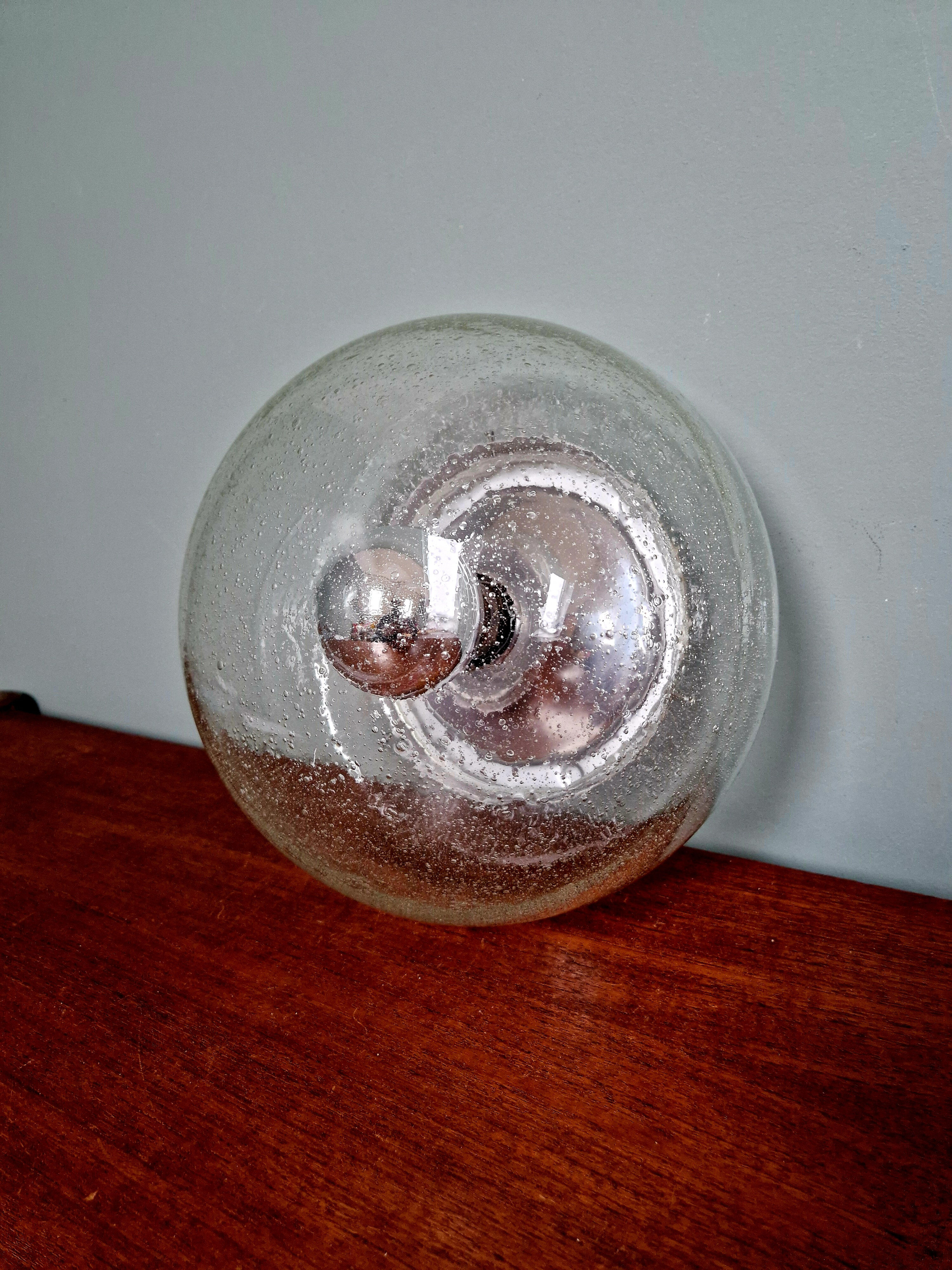 Ceiling light/wall sconce in blown bubble glass, Limburg, 1970