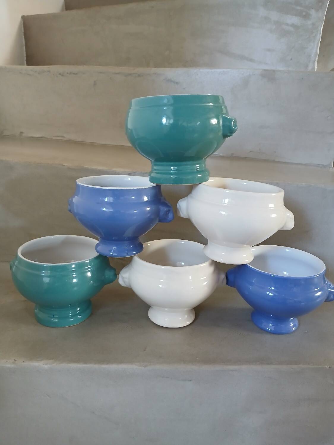 6 antique soup bowls