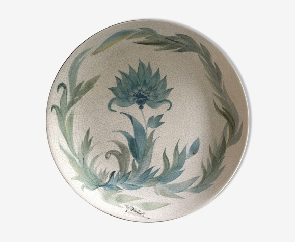 Assiette décor floral signé