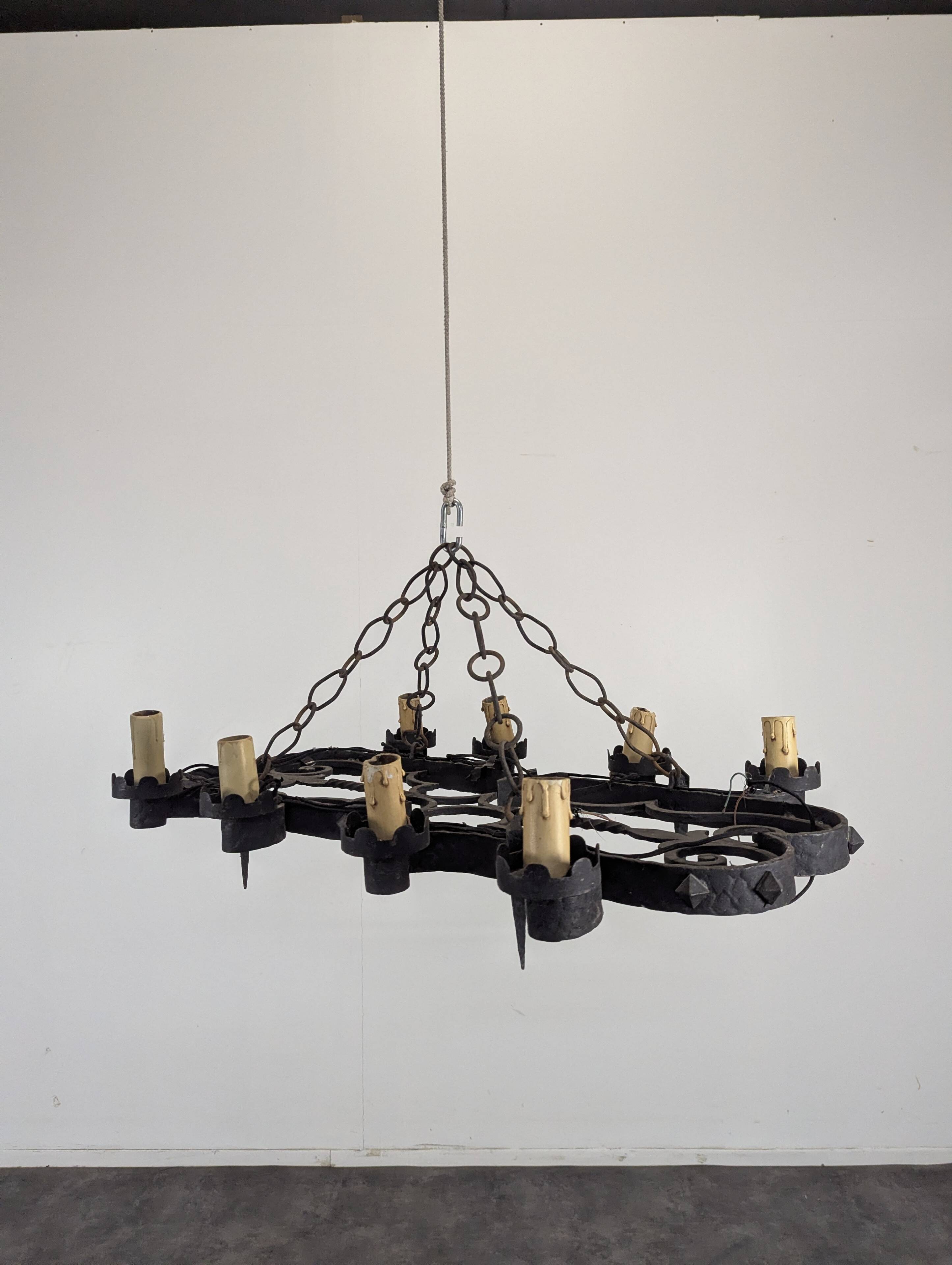 Renaissance style wrought iron chandelier