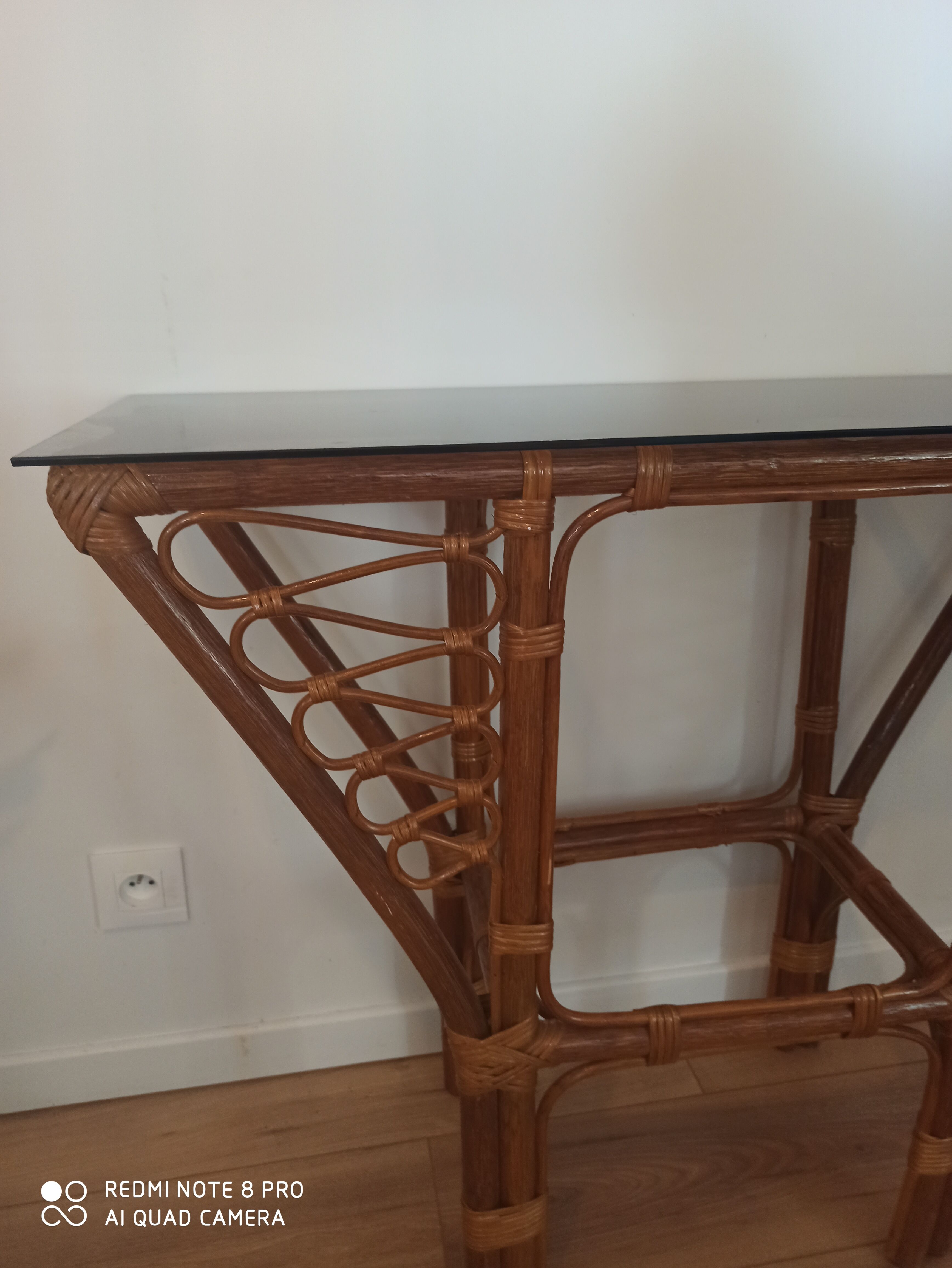Vintage rattan console