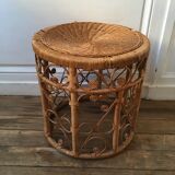 Peacock vintage rattan side table