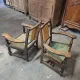 Brutalist pair of rustic turned wooden armchairs from the 1950s.