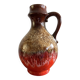 Bay Keramik red, brown and white fat lava handled vase West Germany