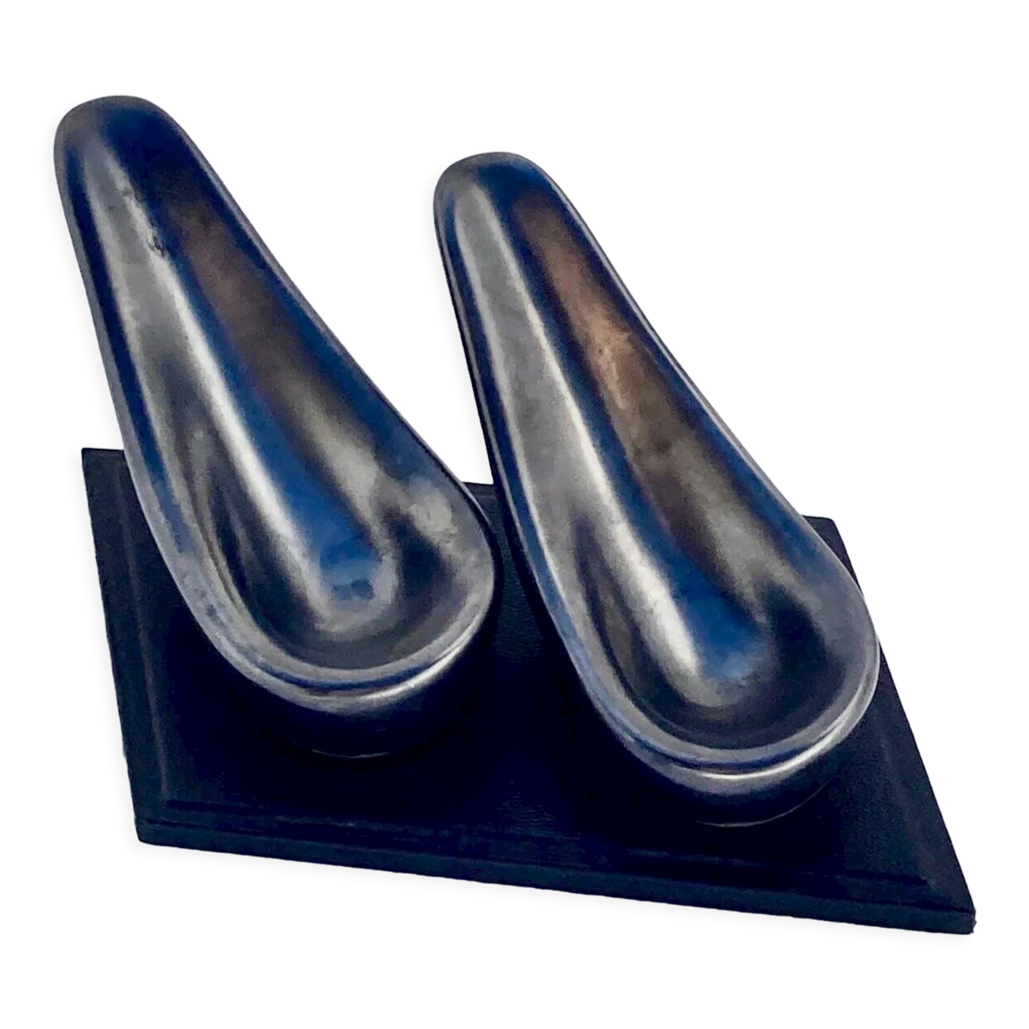 Pipe holder Ceramic Black Iridescent Free Form 50's