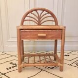 Table de chevet vintage en rotin