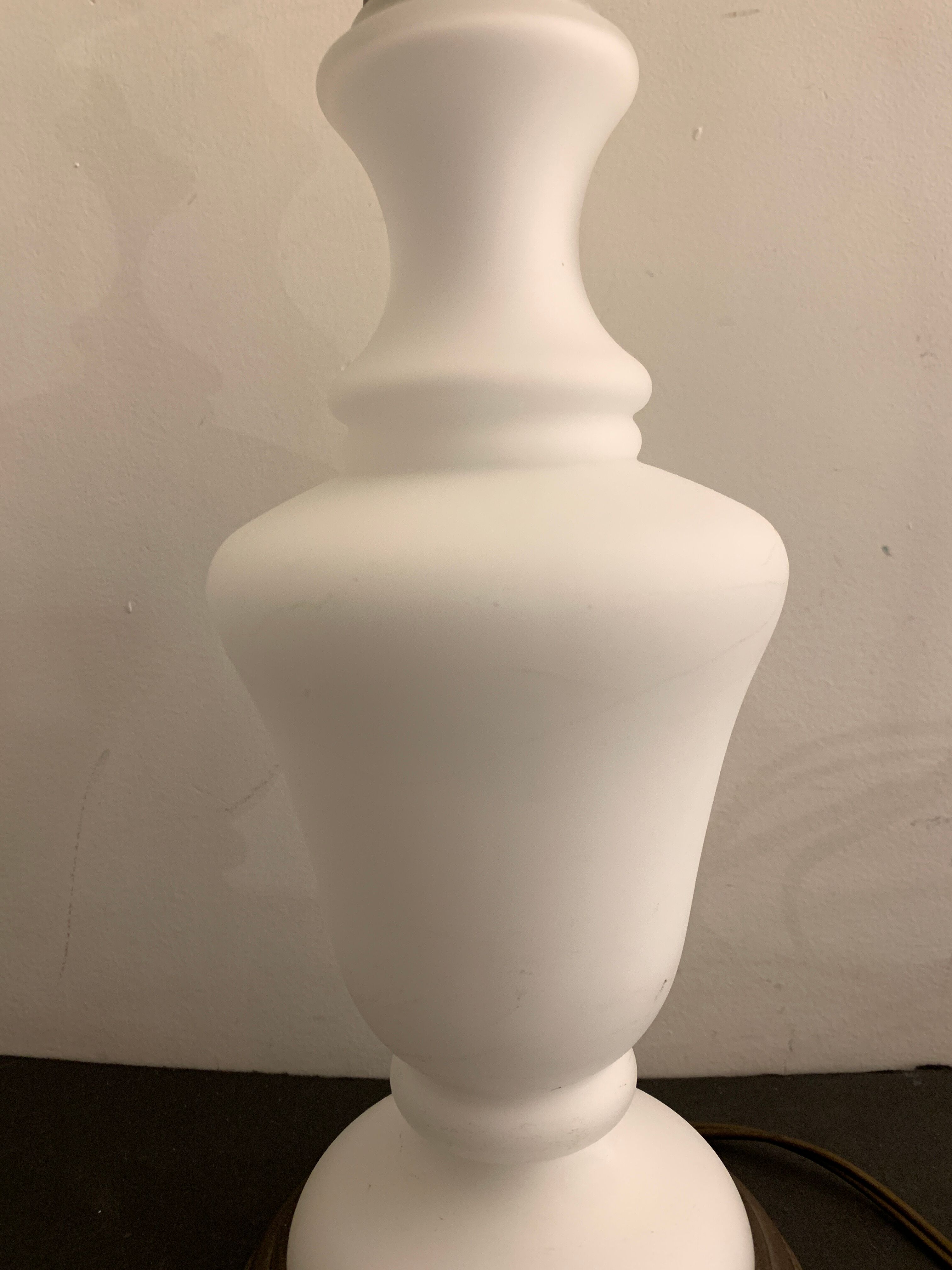Lamp foot in Opaline de Sèvres and brass, 1950