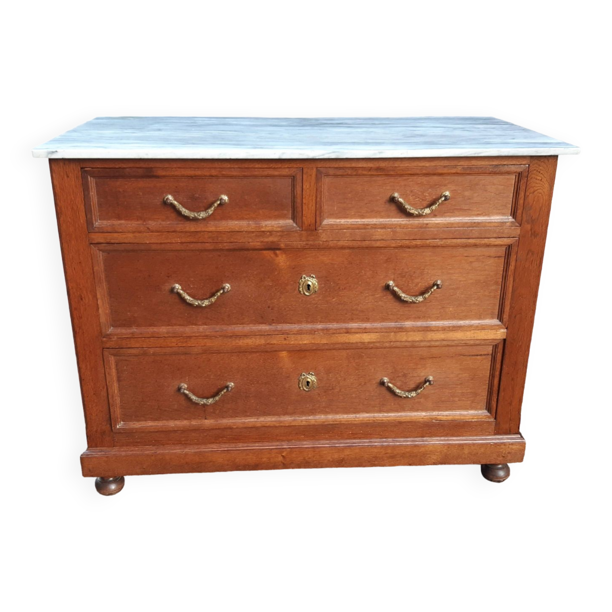Commode chêne et marbre début XXème