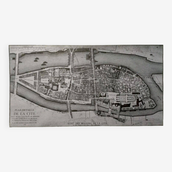 Carte historique de l'Ile de la cité à Paris en 1754