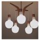 Lustre vintage en teck et opaline