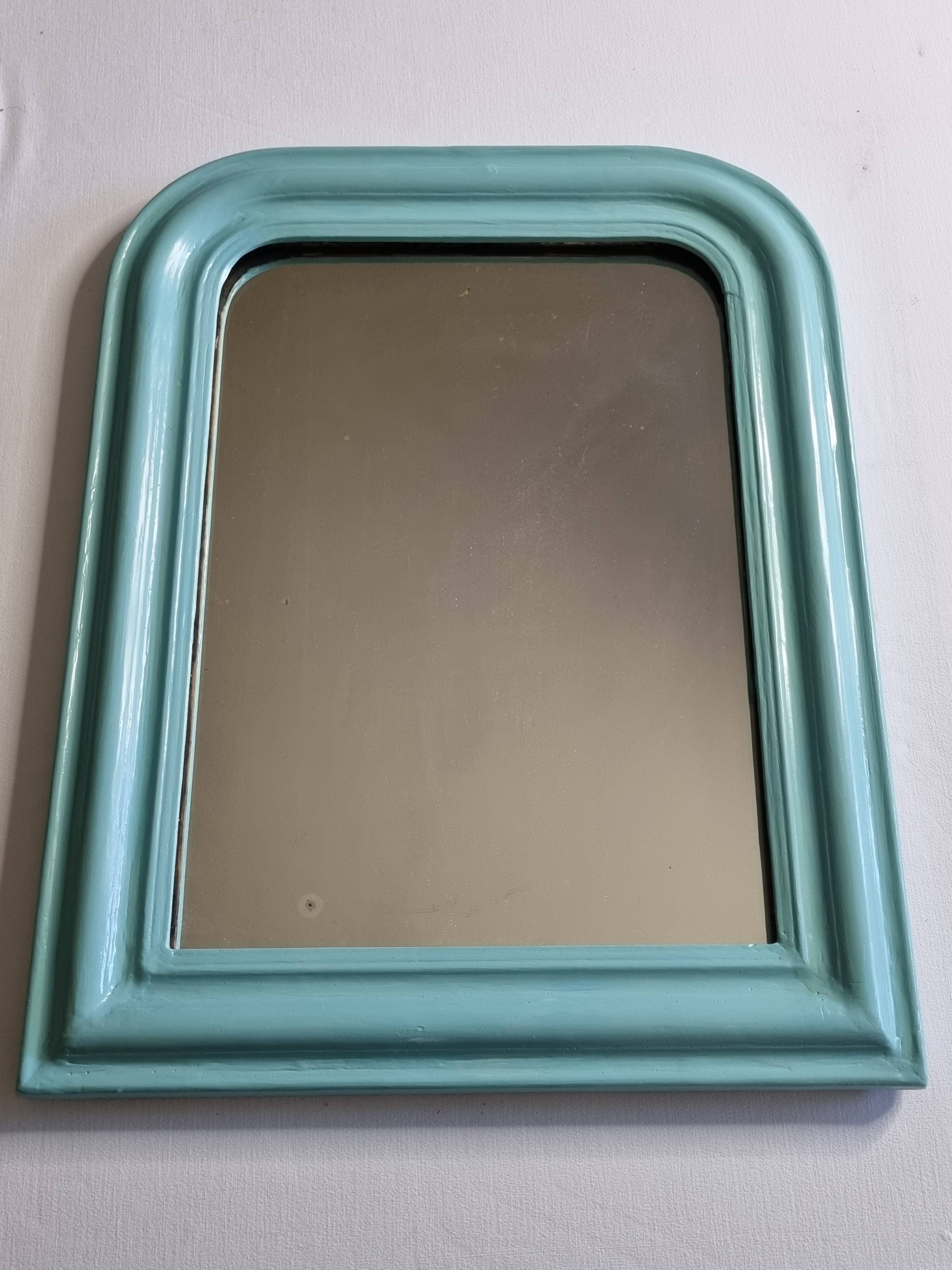 Miroir à poser vintage de style Louis Philippe bleu Tiffany 46 cm x 57 cm