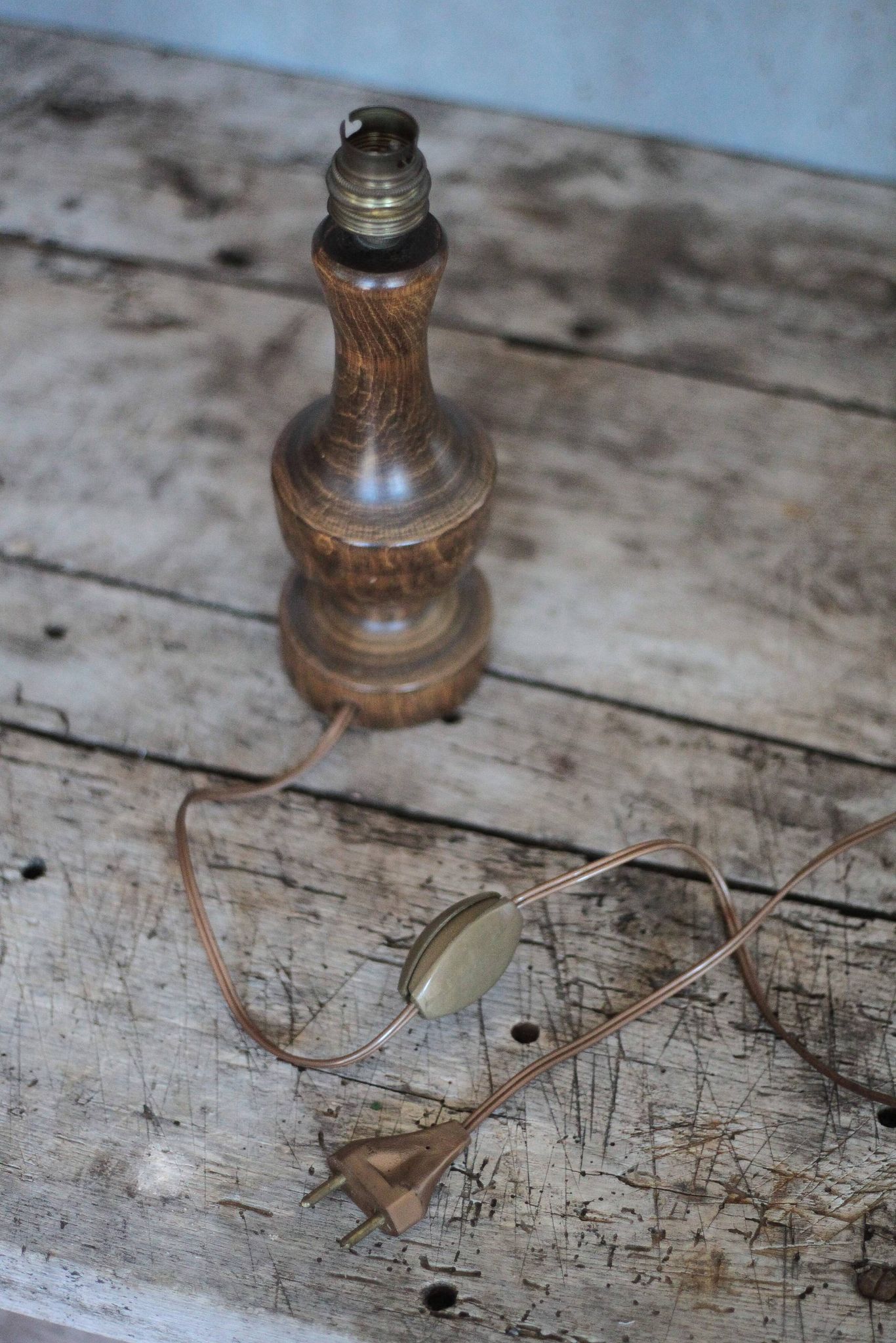 wooden lamp, vintage wooden lamp base, table lamp, living room lamp