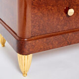 Chest of drawers amboine magnifying glass gilding  circa 1940s