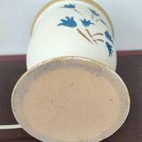 D'Albret lamp in beige terracotta with blue flowers - Hand painted - 80s