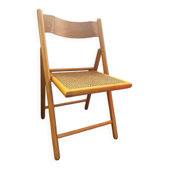 Chaise année 70 avec cannage en rotin