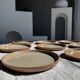 Lot de 11 assiettes en grès beige épais vintage D22,5