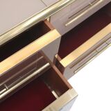 Mid-Century Modern Style Solid Wood and Colored Glass Italian Sideboard