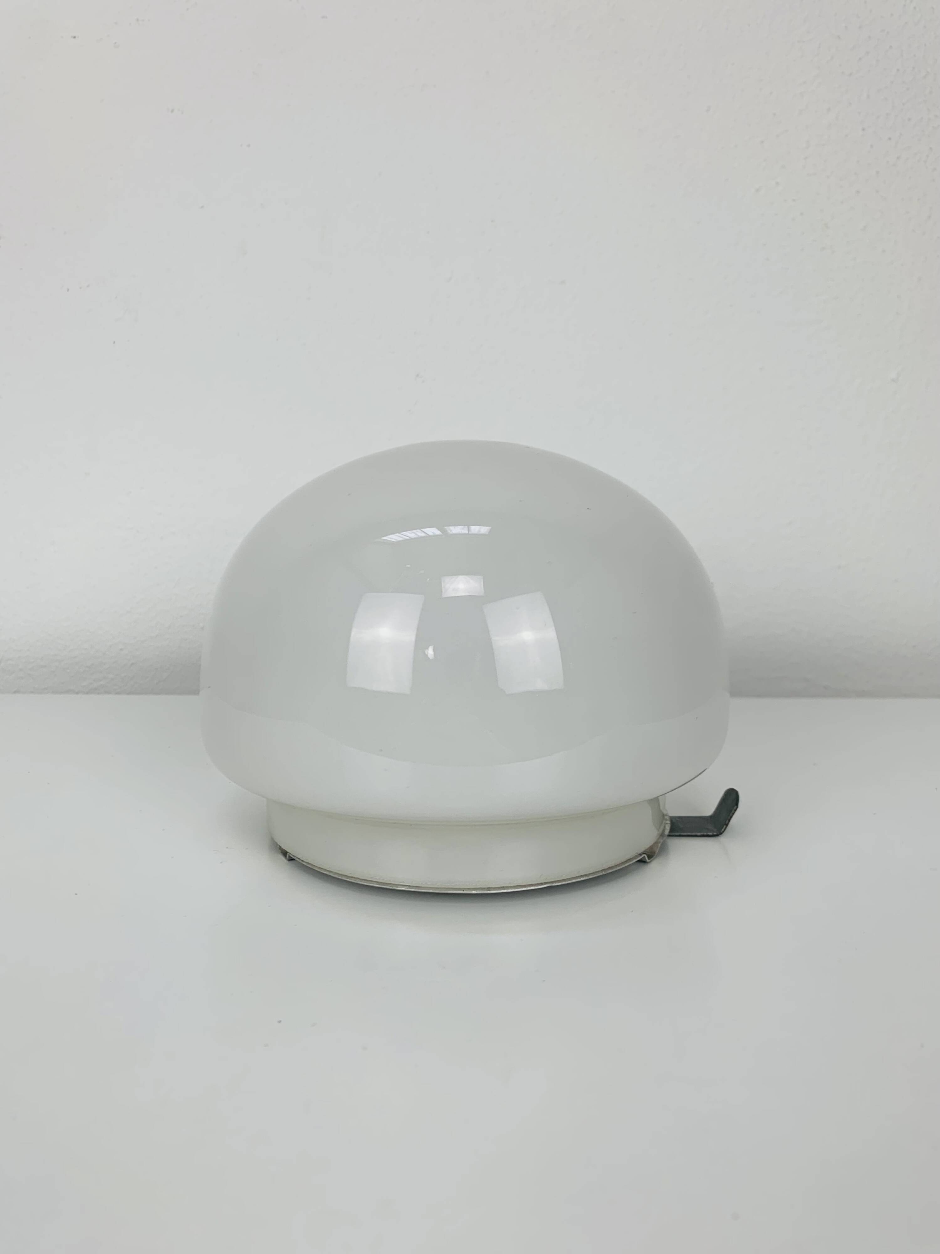 Vintage white opaline ball wall lamp, half sphere