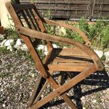 Fauteuil pliant en bois assise vintage