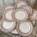 Set of 8 flat plates Gien 50s