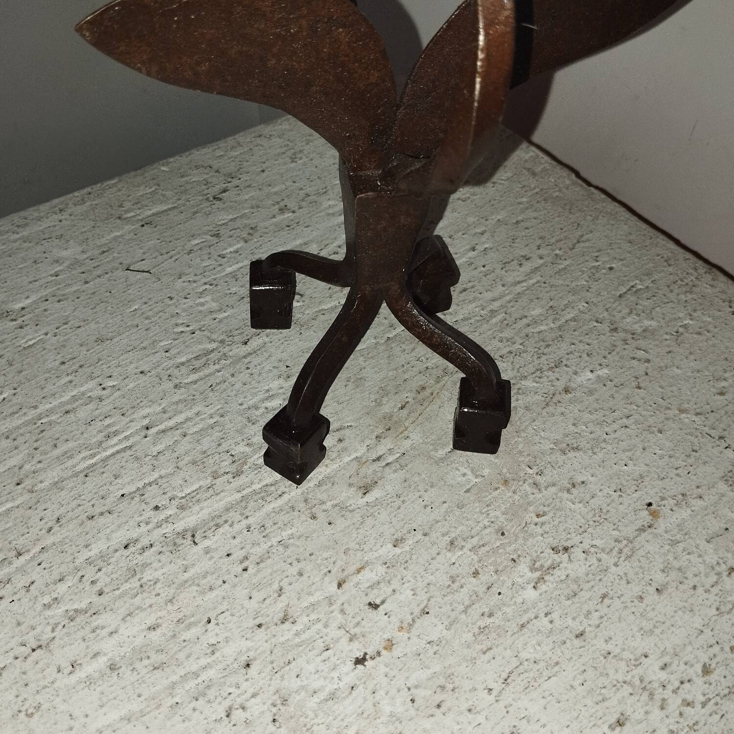 Candle holder blade base wrought iron brutalist folk art