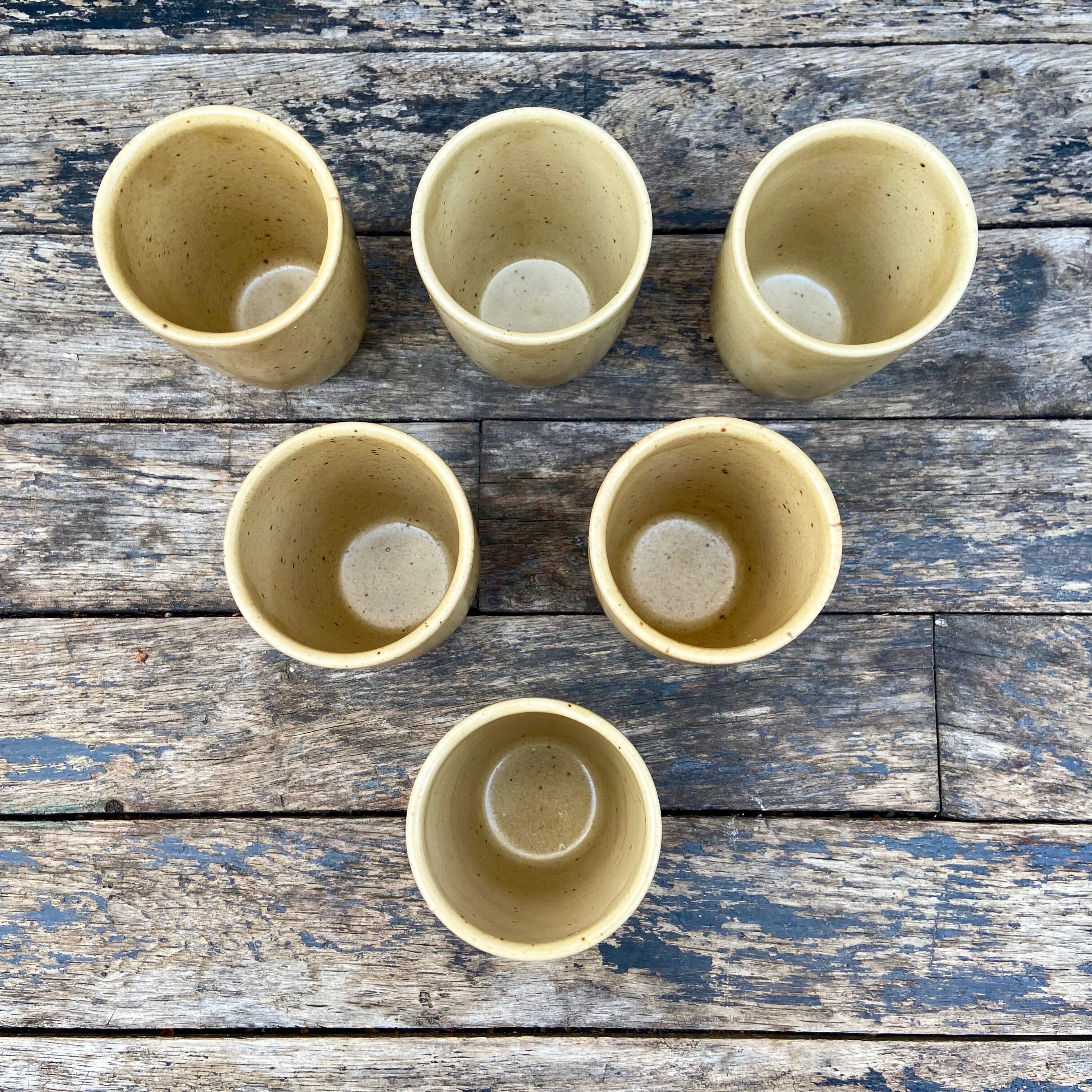 Set of 6 sandstone cups from Digoin-70s