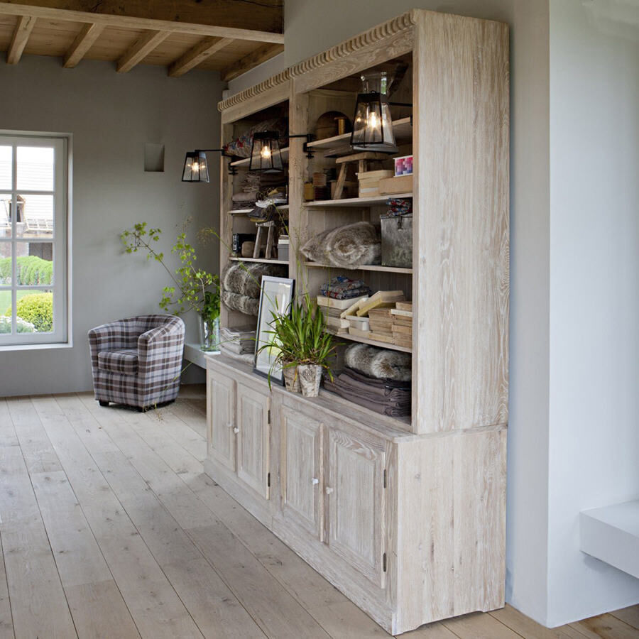 AmPm bookcase in ceruse solid wood